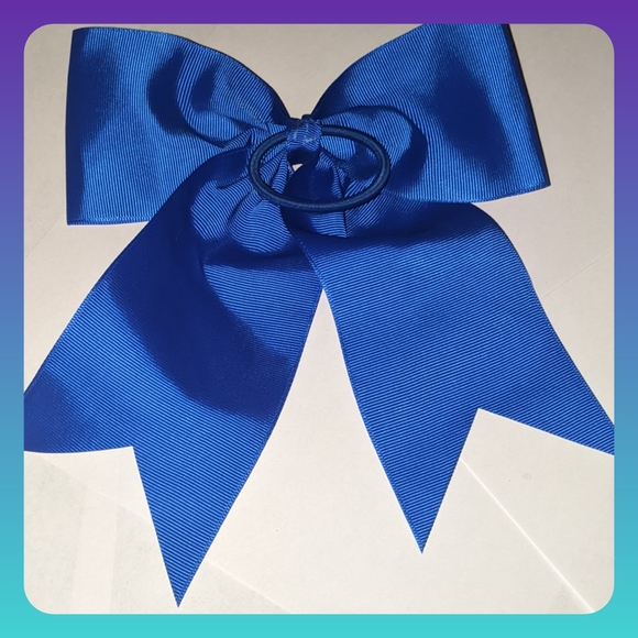 5/$25 big blue cheer bow w girl scouts logo on it. Blue, new no tags, hair bow - Picture 2 of 4